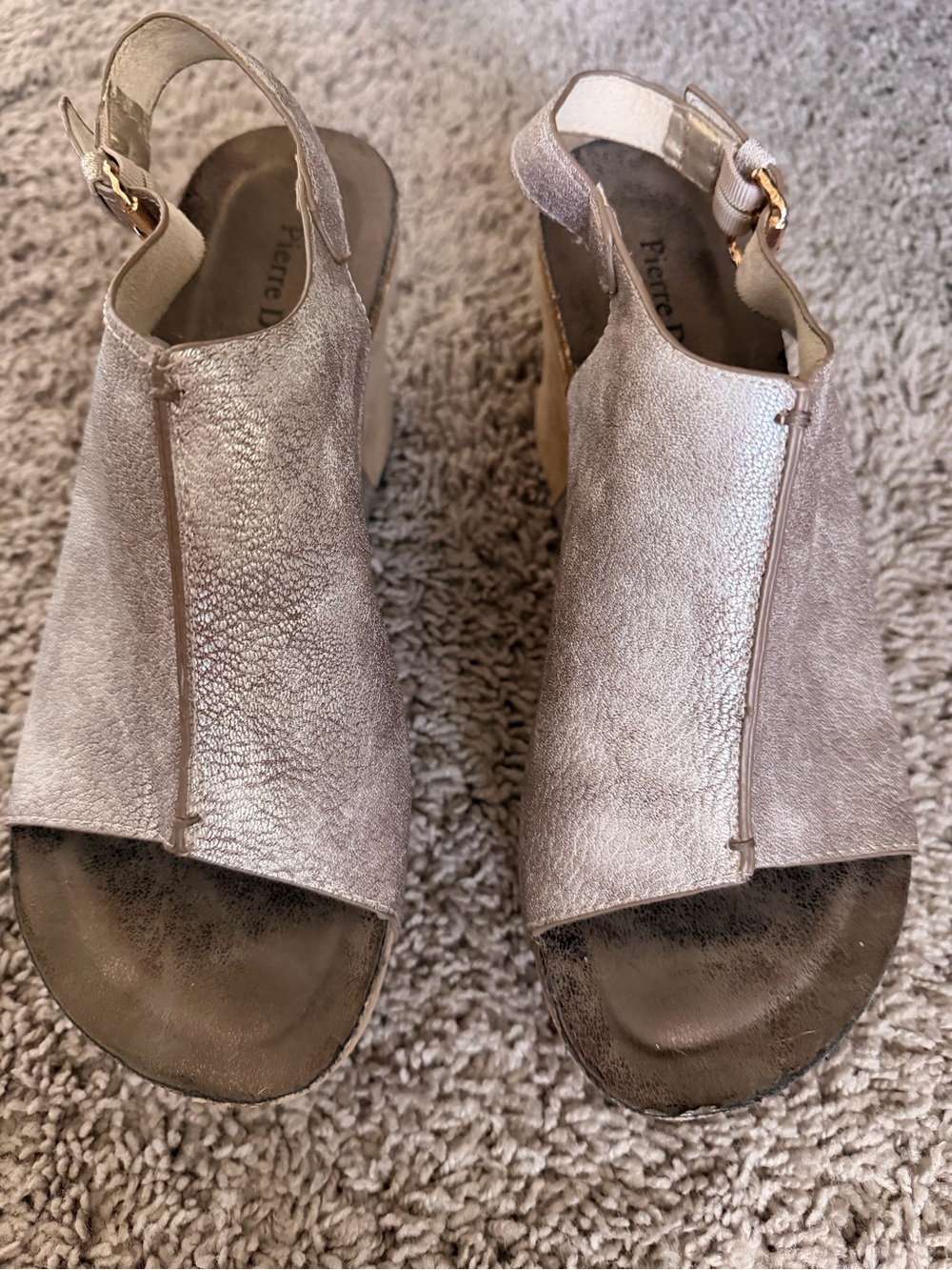 Pierre Dumas Hester-14 Pewter Metallic Platform Wedge Sandals